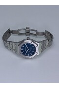 Custom Seiko Mod • Navy Blue Waffle AP with Blue AR Automatic Watch • 37mm